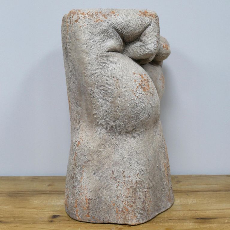 Fist Plant Stand - White Distressed Stone Finish