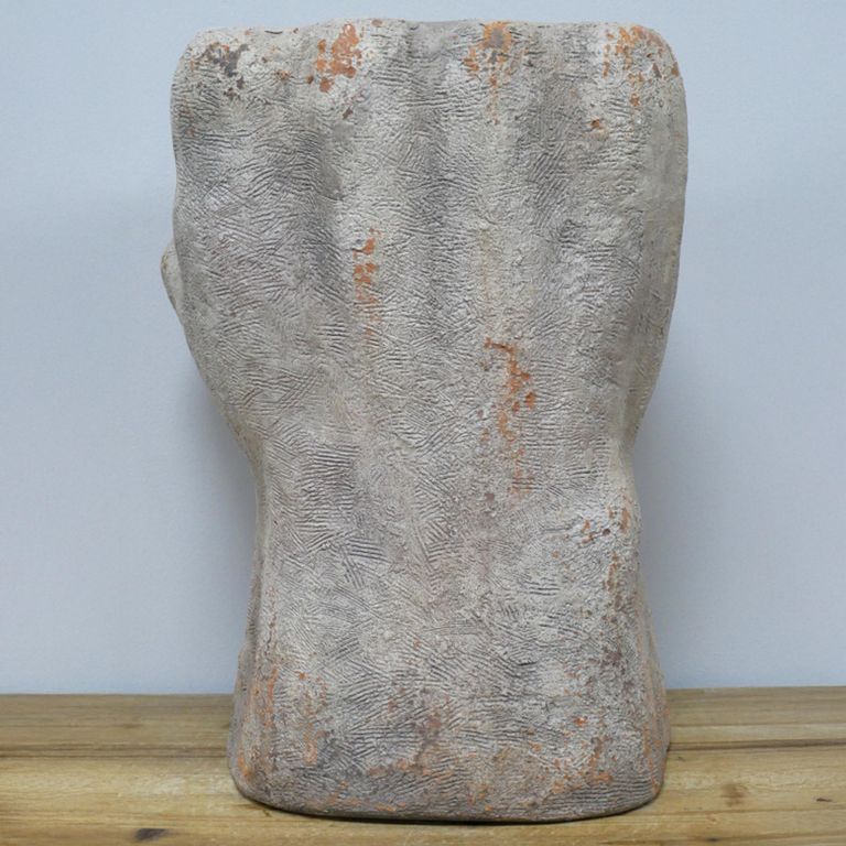 Fist Plant Stand - White Distressed Stone Finish