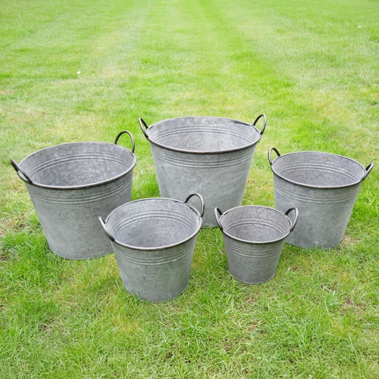 Garden Planter Bucket - Set of 5 - Metal