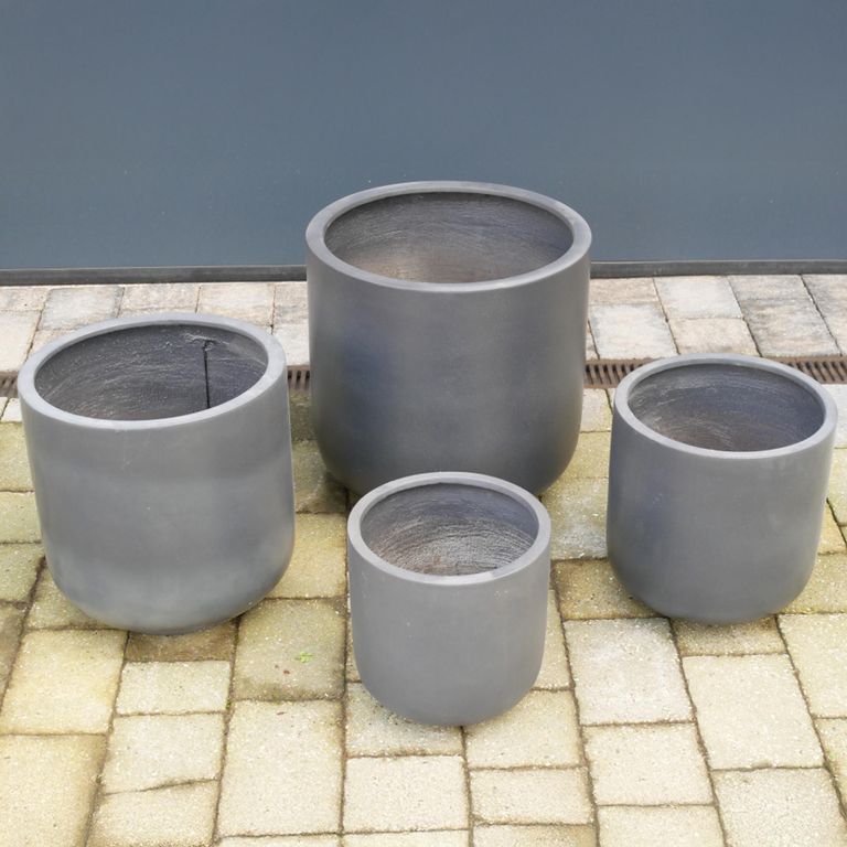 Garden Planter - Set of 4 - Grey - Fibre Clay