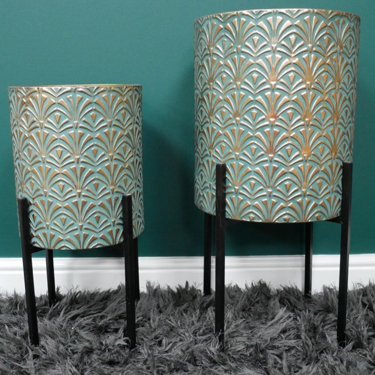 Planter - Set of 2 - Round - Moroccan Style - Metal