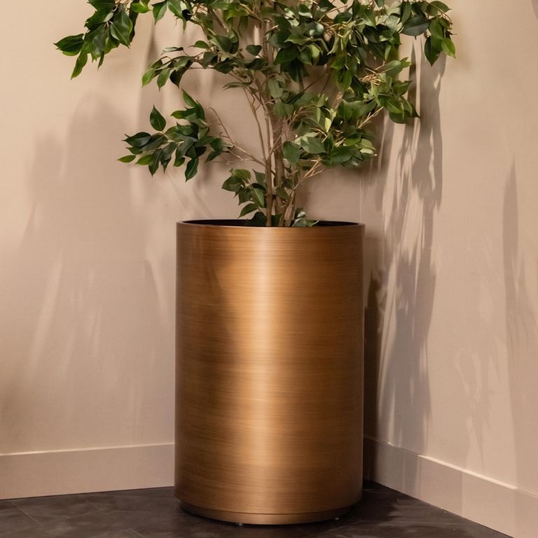 Dira Planter - Large - Round - Brushed Gold - Metal