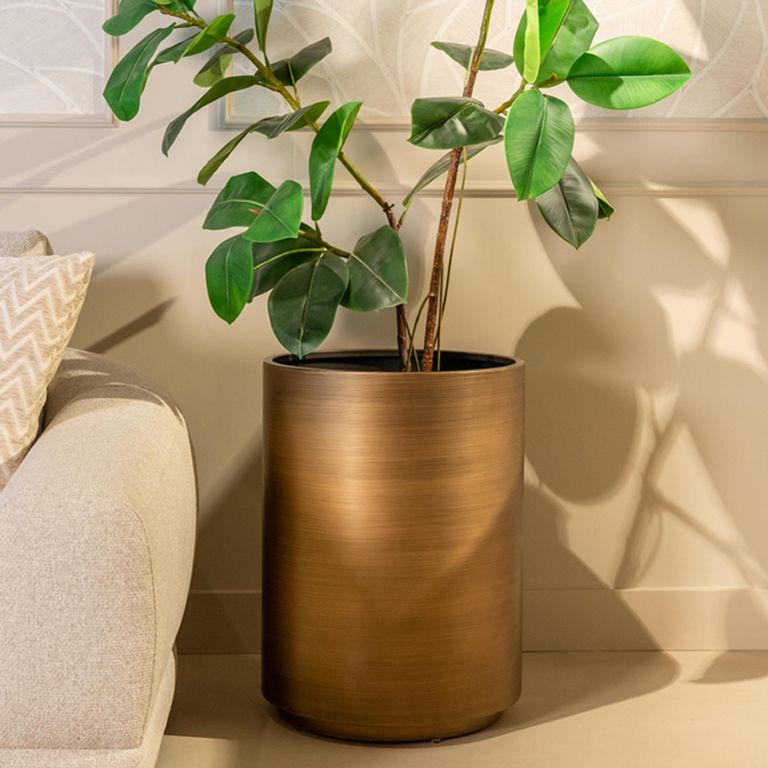 Dira Planter - Small - Round - Brushed Gold - Metal