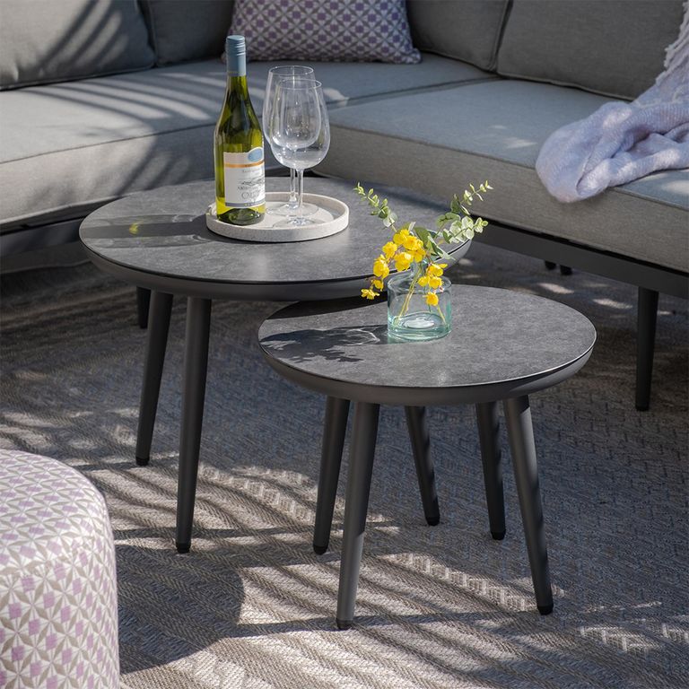 Monaco Large Corner Garden Sofa Set - Coffee Table - Ceramic Top - Ivy Green