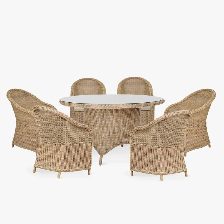 Brayford Outdoor Round Dining Set Large Natural Rattan