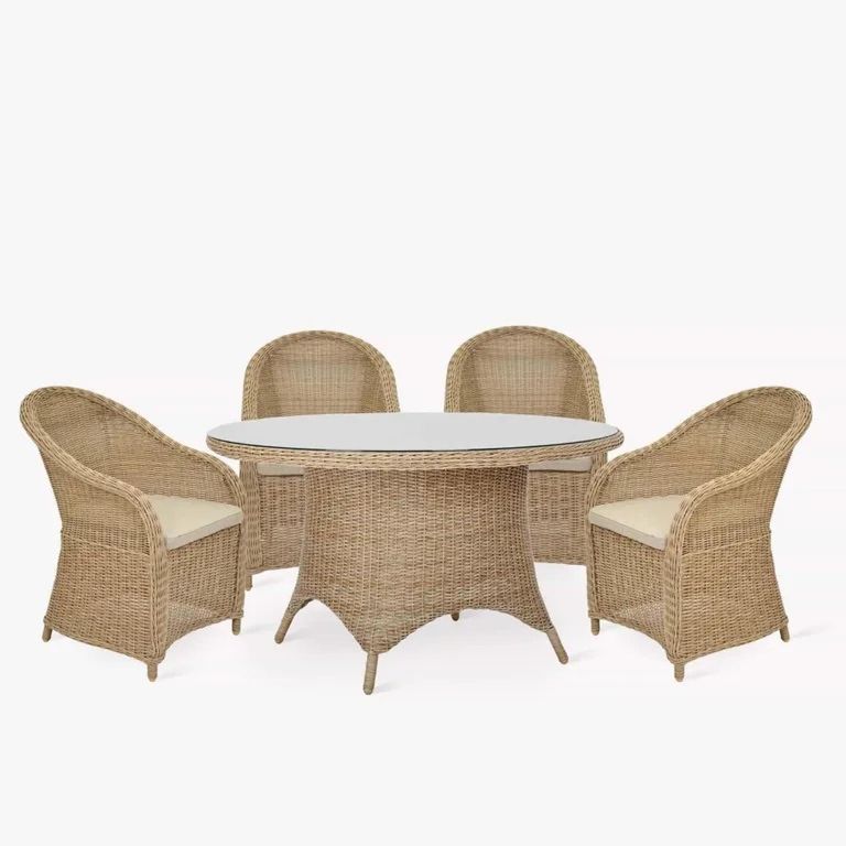 Brayford Outdoor Round Dining Set Large Natural Rattan