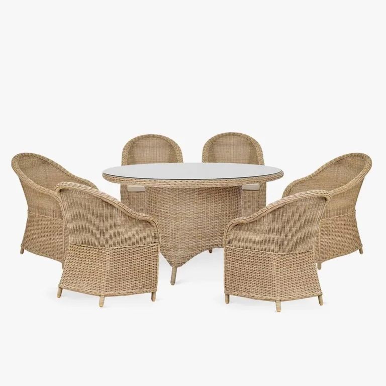 Brayford Outdoor Round Dining Set Small Natural Rattan