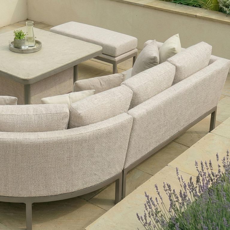 Pulse U Shape Corner Garden Dining Set - Rising Table - Ceramic Top - Latte