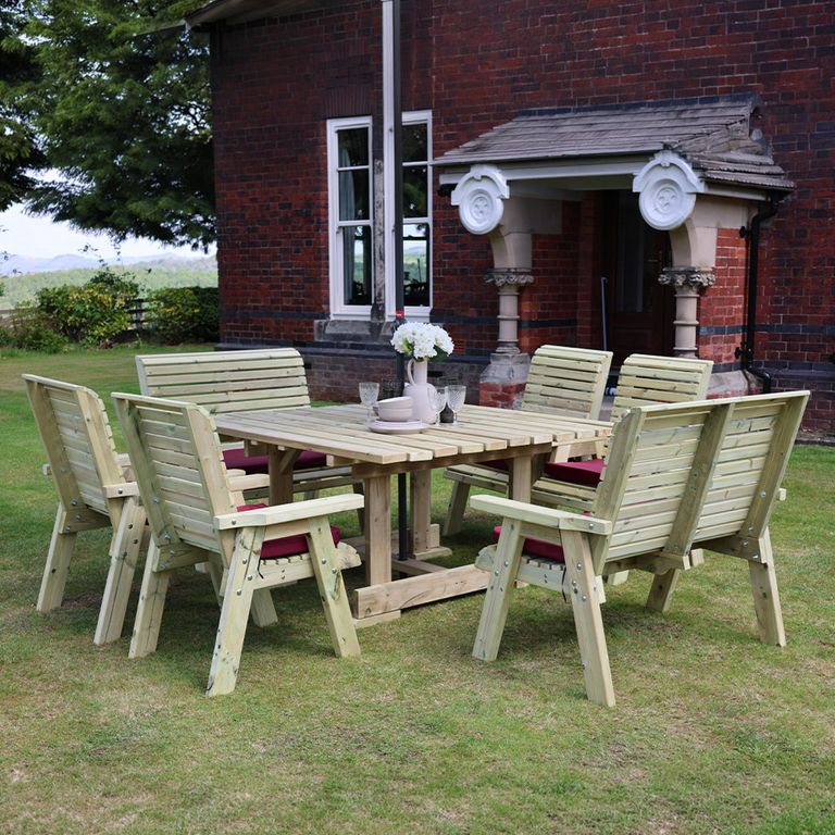 Ergo Garden Dining Set - Square - 8 Seater - Redwood