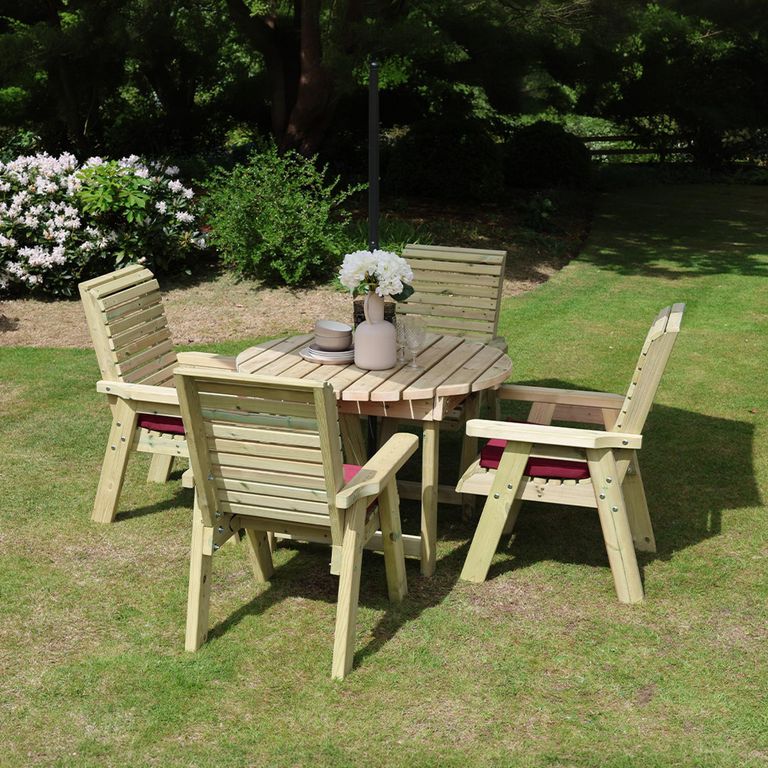 Ergo Garden Dining Set - 4 Seater - Round - Timber Wood