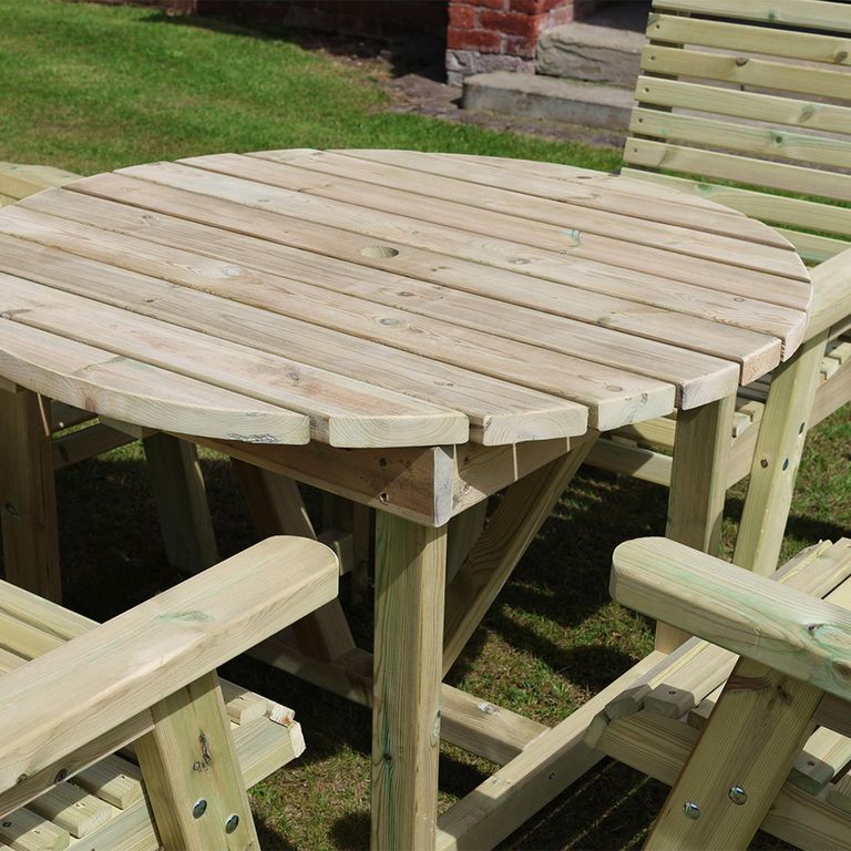 Ergo Garden Dining Set - 4 Seater - Round - Timber Wood