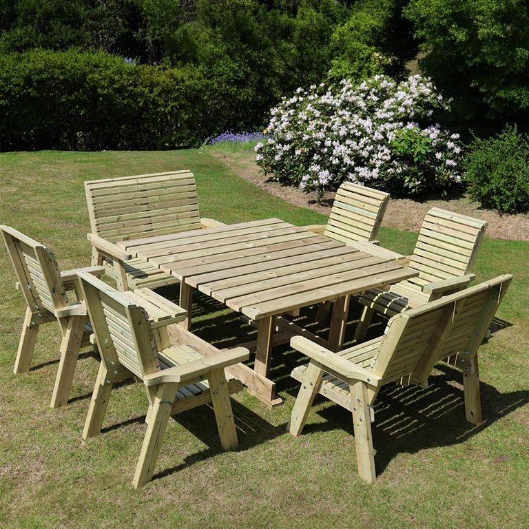 Ergo Garden Dining Set - Square - 8 Seater - Redwood