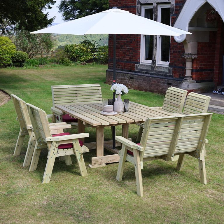 Ergo Garden Dining Set - Square - 8 Seater - Redwood