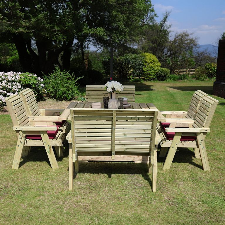Ergo Garden Dining Set - Square - 8 Seater - Redwood