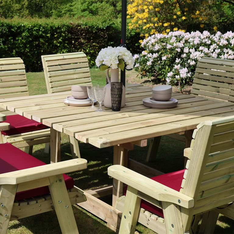 Ergo Garden Dining Set - Square - 8 Seater - Redwood