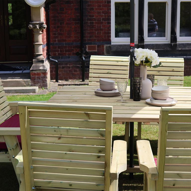 Ergo Garden Dining Set - Square - 8 Seater - Redwood