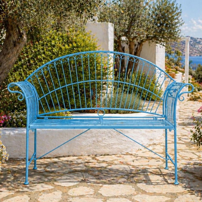 Santorini Garden Bench - Blue - Metal