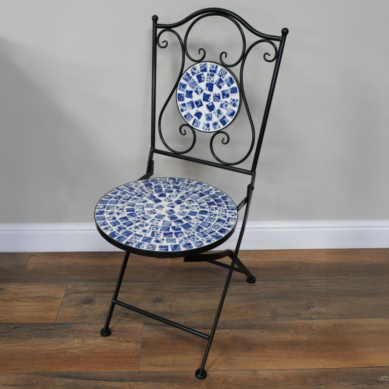 Amsterdam Mosiac Garden Bistro Set - Round - Blue and Black - Metal - 2 Chairs