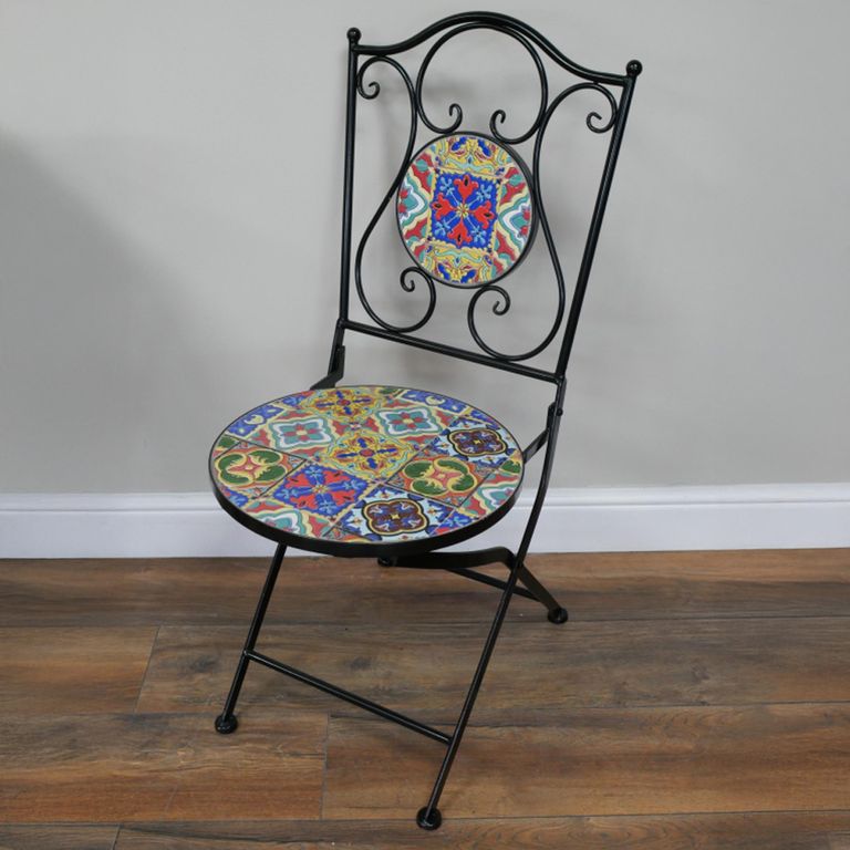 Casablanca Mosiac Garden Bistro Set - Round - Metal - 2 Chairs