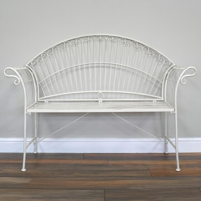 Crete Garden Bench - White - Metal