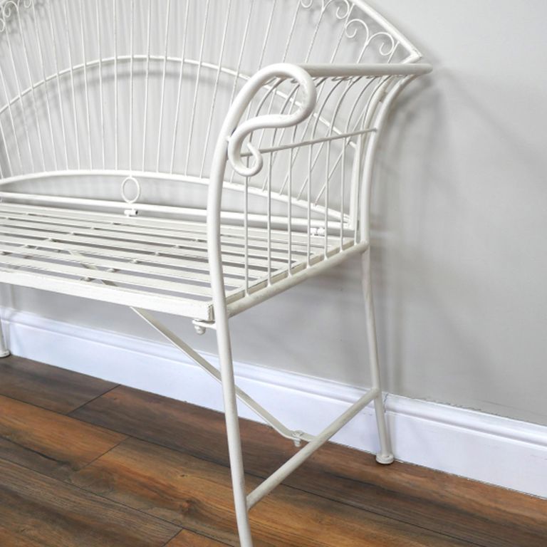 Crete Garden Bench - White - Metal