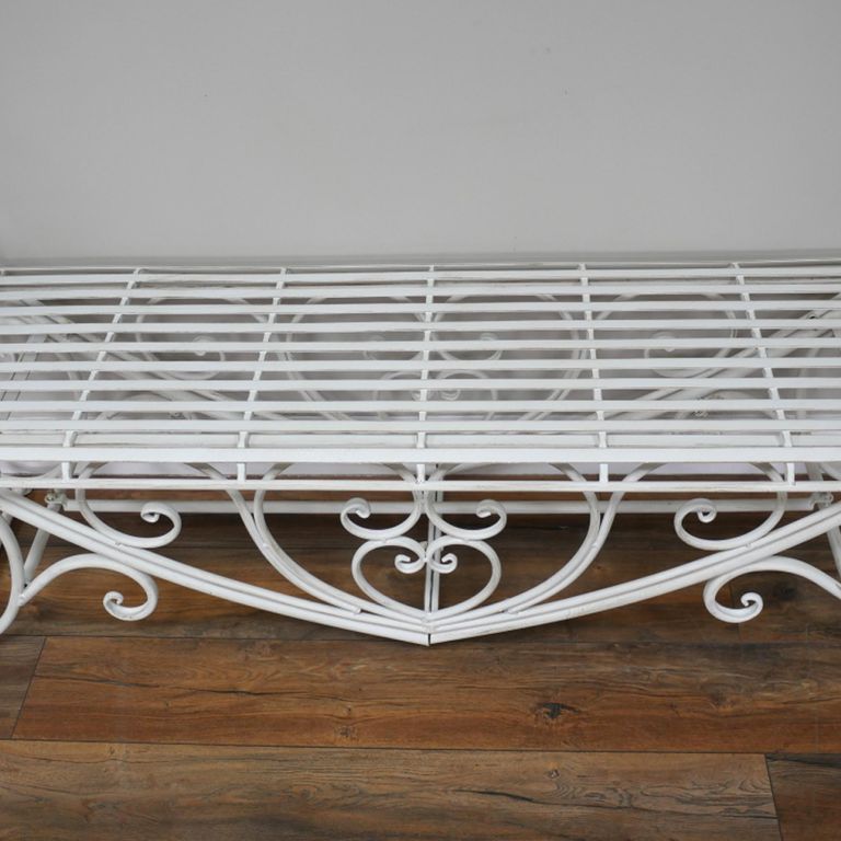 Garden Love Heart Bench - White - Metal