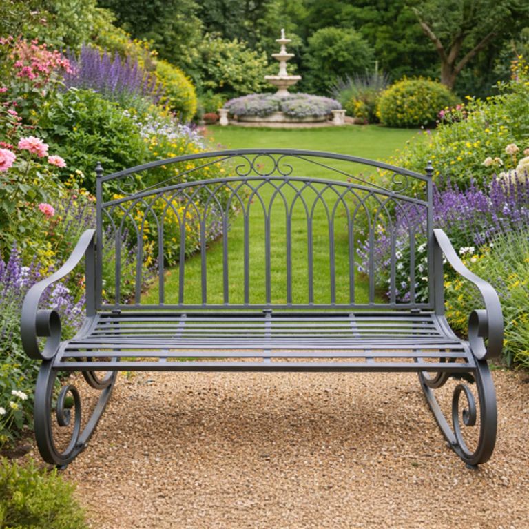 Alfie Garden Rocking Bench - Dark Grey - Metal