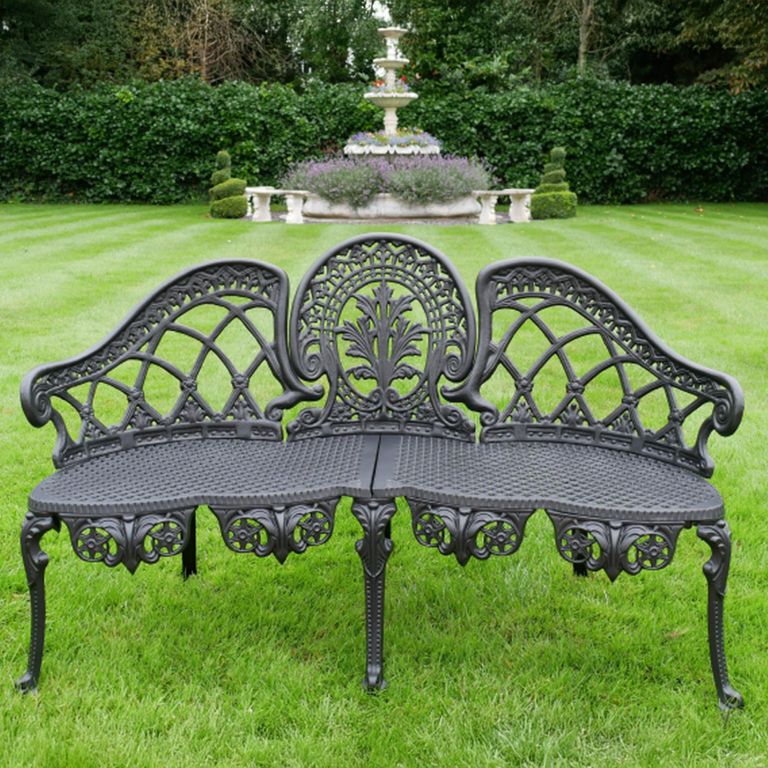 Garden Bench - Black - Aluminium
