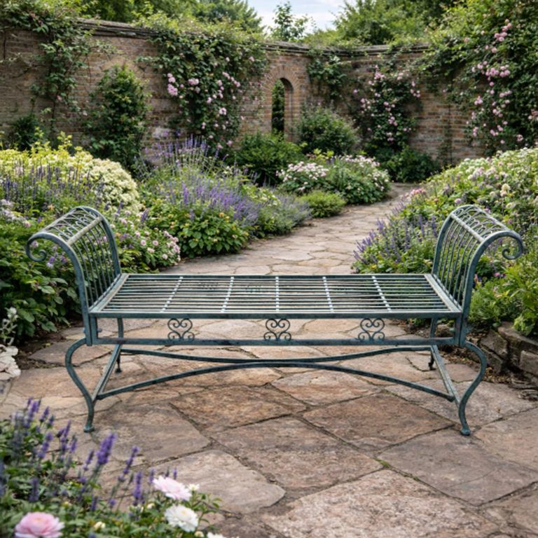 Garden Bench - Green - Metal