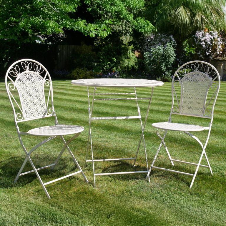 Portofino Garden Bistro Set - Round - White - Metal - 2 Chairs