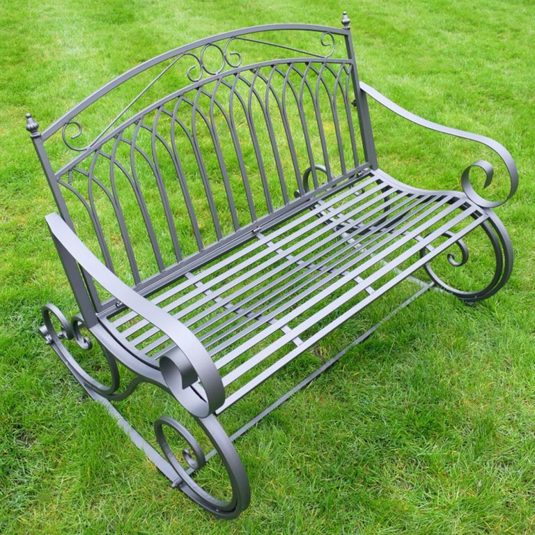 Alfie Garden Rocking Bench - Dark Grey - Metal