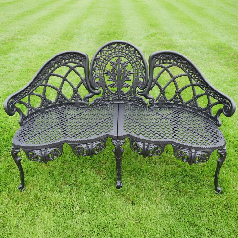 Garden Bench - Black - Aluminium