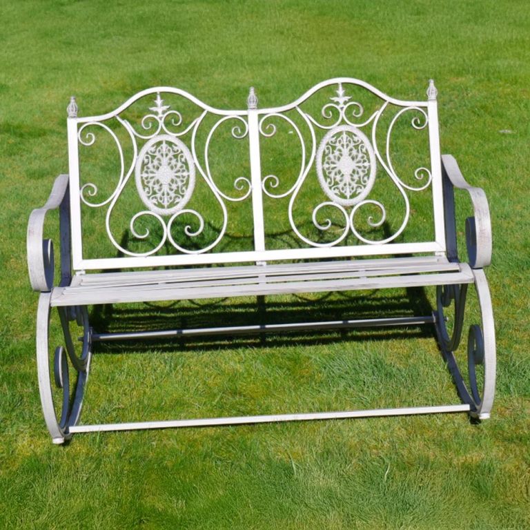 Garden Rocking Bench - Antique Grey - Metal