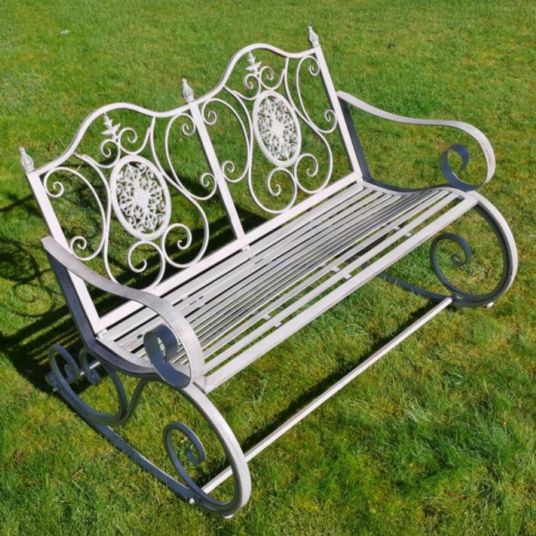 Garden Rocking Bench - Antique Grey - Metal