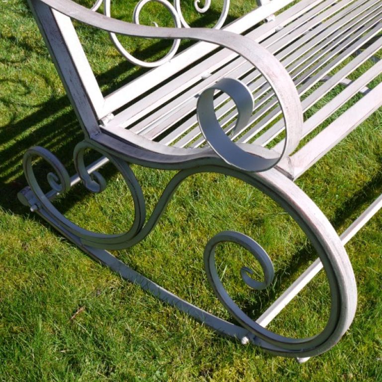 Garden Rocking Bench - Antique Grey - Metal