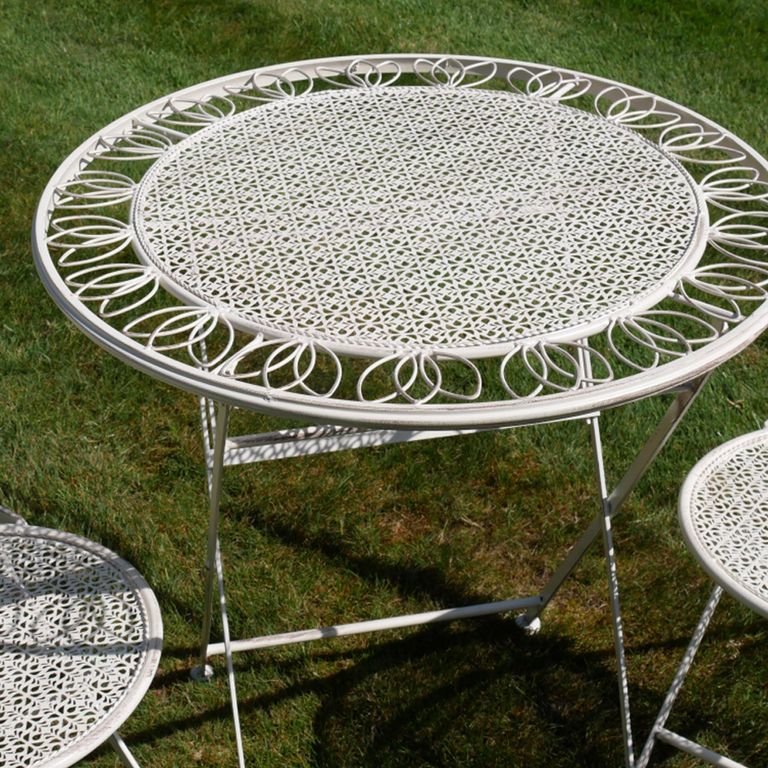 Portofino Garden Bistro Set - Round - White - Metal - 2 Chairs