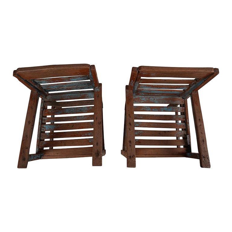 Unique One of a Kind - Distressed Outdoor Armchair - Blue and Brown - Reclaimed Wood