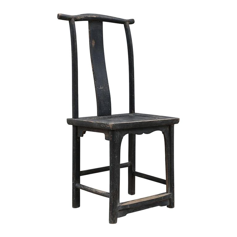 Distressed Outdoor Chair - Curved Splat Back - Black - Elm Wood