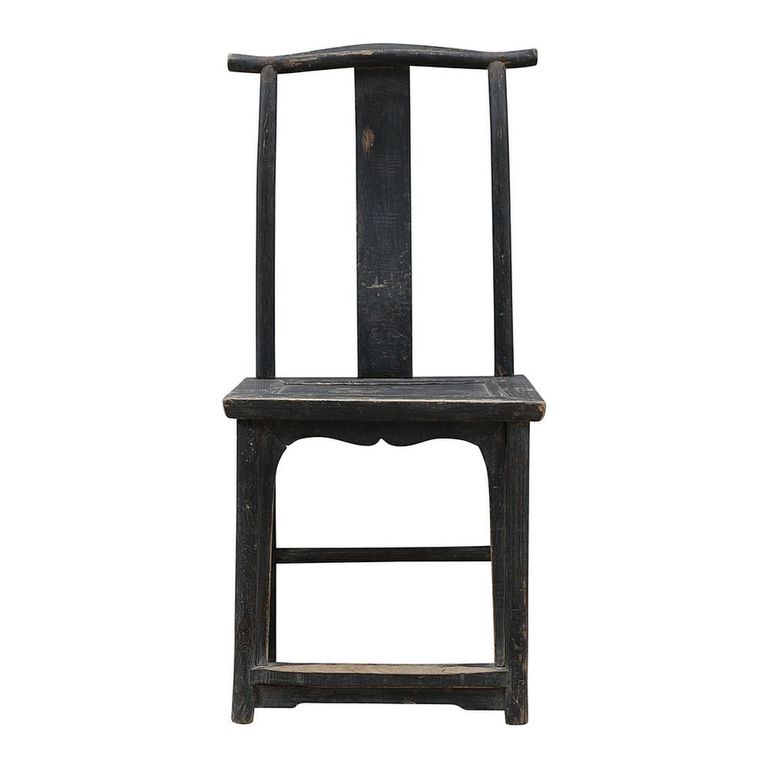 Distressed Outdoor Chair - Curved Splat Back - Black - Elm Wood