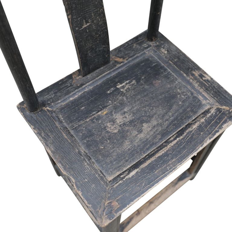 Distressed Outdoor Chair - Curved Splat Back - Black - Elm Wood