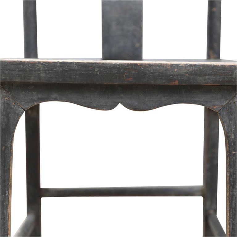 Distressed Outdoor Chair - Curved Splat Back - Black - Elm Wood