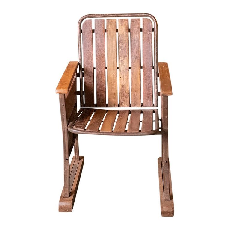 Unique One of a Kind - Industrial Outdoor Armchair - Brown - Wood and Metal