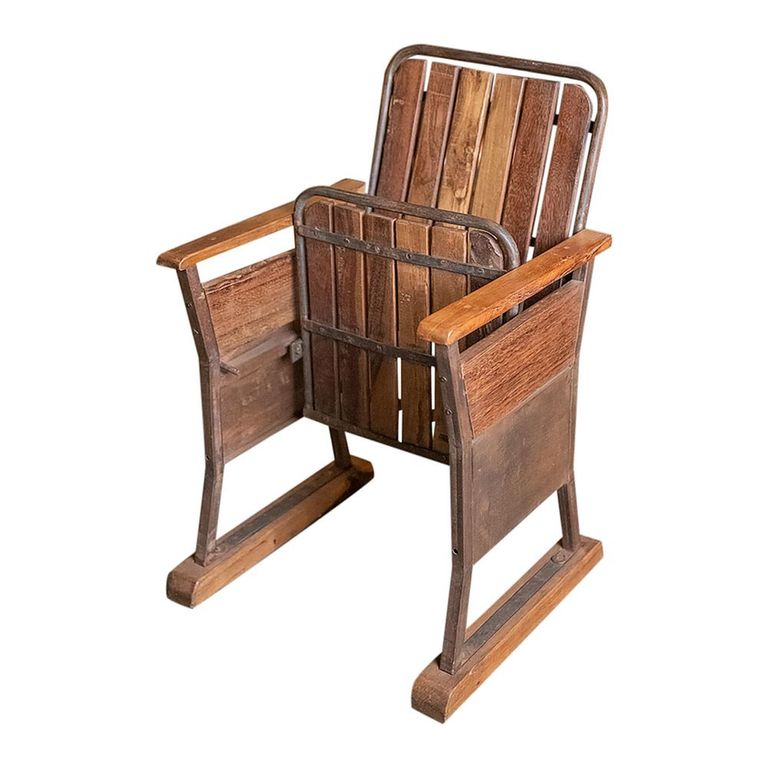 Unique One of a Kind - Industrial Outdoor Armchair - Brown - Wood and Metal