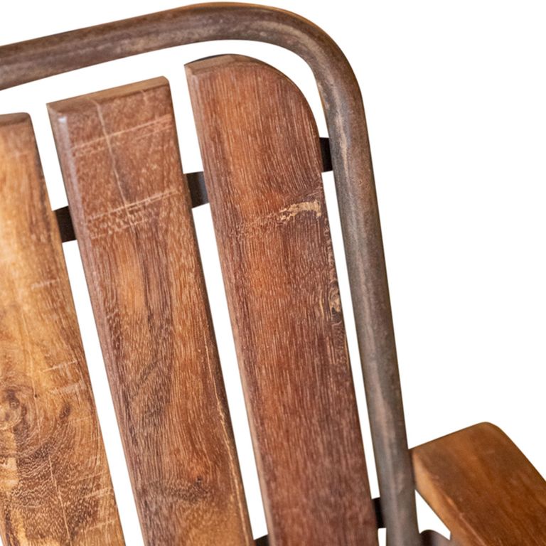 Unique One of a Kind - Industrial Outdoor Armchair - Brown - Wood and Metal