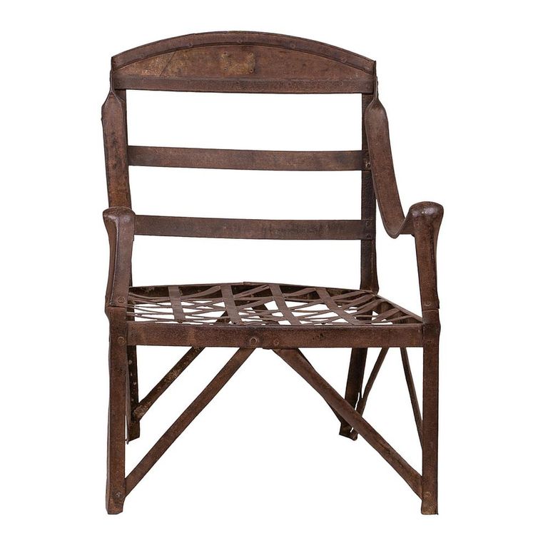 Unique One of a Kind - Industrial Outdoor Armchair - Curved Armrests - Distressed Rust Effect - Metal