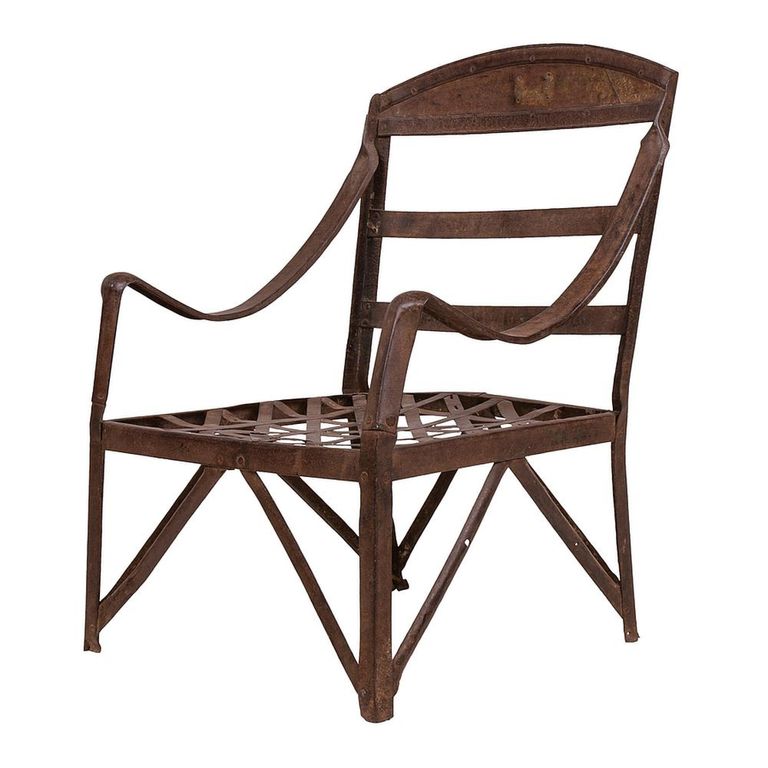 Unique One of a Kind - Industrial Outdoor Armchair - Curved Armrests - Distressed Rust Effect - Metal