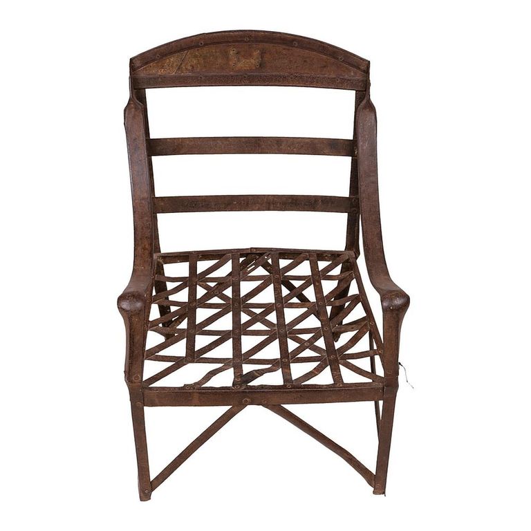 Unique One of a Kind - Industrial Outdoor Armchair - Curved Armrests - Distressed Rust Effect - Metal