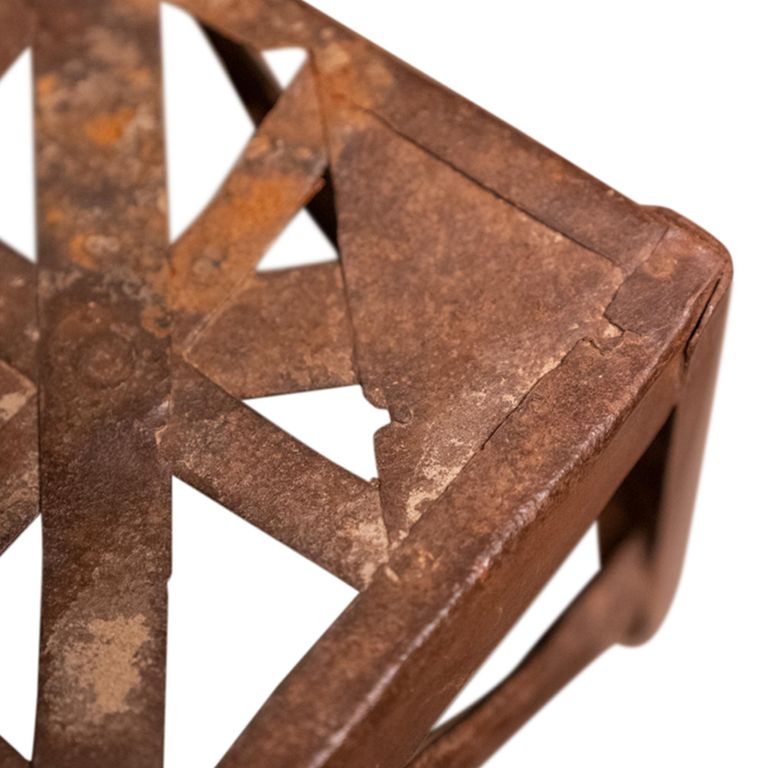 Unique One of a Kind - Industrial Outdoor Chair - Geometric Seat - Distressed Rust Effect - Metal