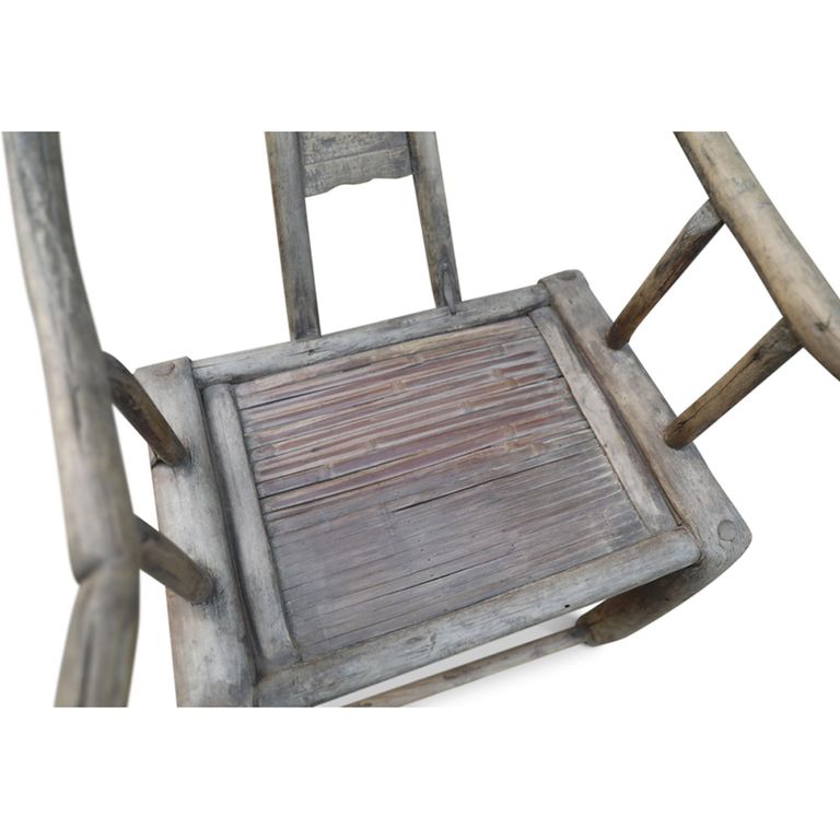 Unique One of a Kind - Outdoor Horseshoe Armchair - Curved Back - Natural Weathered - Elm Wood