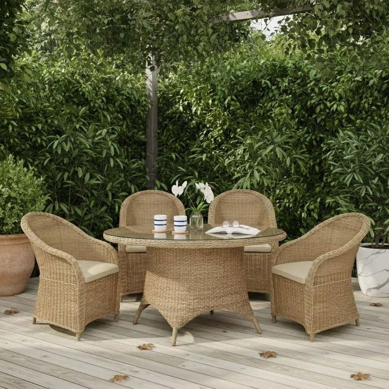 Brayford Outdoor Round Dining Set Small Natural Rattan